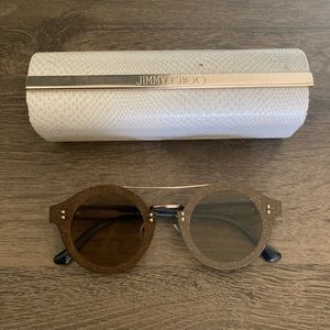 jimmy choo tinted brown gold sunglasses.